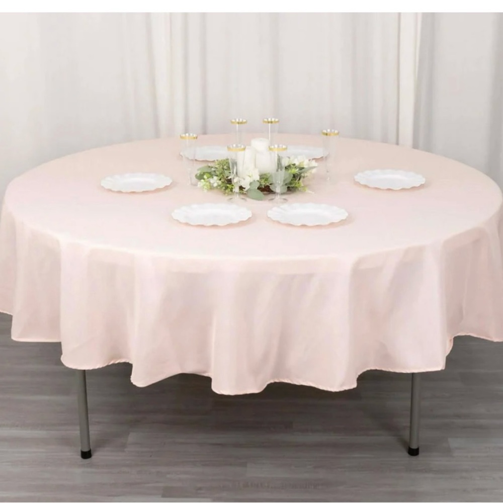 (10) Elegant 90” Blush Pink Round Tablecloths.